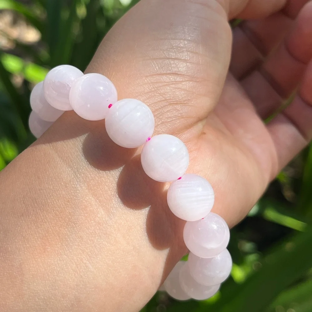 13mm Pink‎ calcite stretchable bracelet